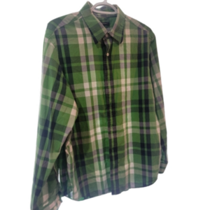 Banana Republic  button down casual green plaid shirt